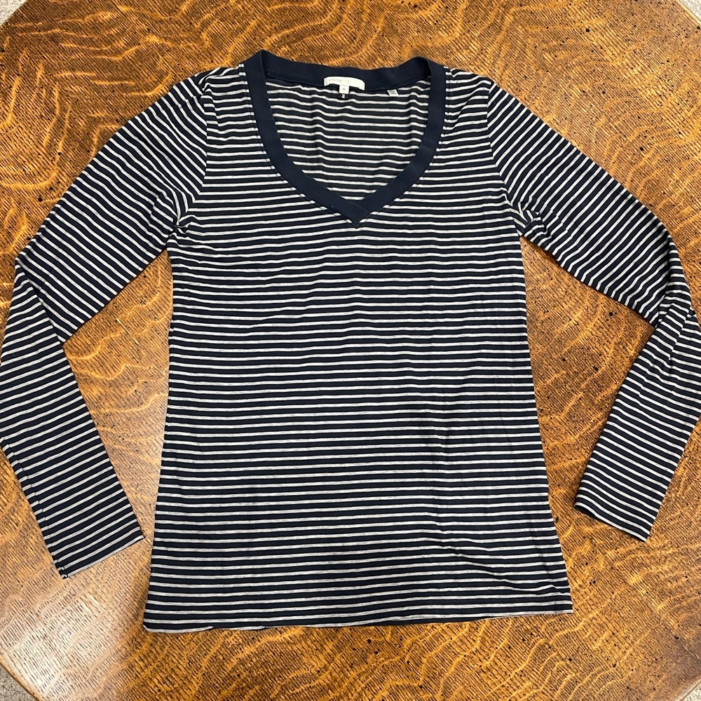 Vince cotton long sleeve v neck
